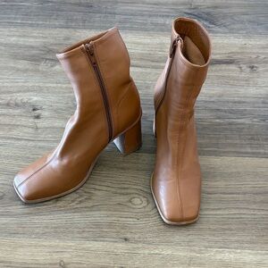 Free People Brown Square Toe Boots